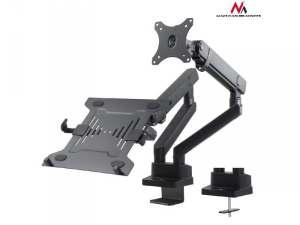 Uchwyt biurkowy podwójny do monitora i laptopa Maclean MC-813 17&quot;-32&quot; 2x8kg VESA 75x75, 100x100