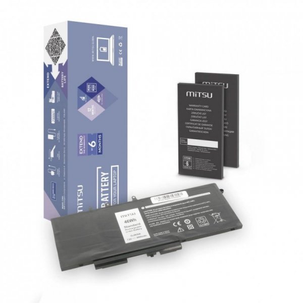 Bateria Mitsu do notebooka Dell Latitude 5280, 5480, 5490, 5590, GJKNX (7.4V-7.6V) (6300 mAh)