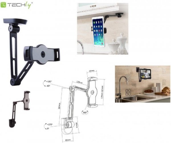 Ramię ścienne do tabletu Techly 4,7-12,9&quot; regulowane, czarne