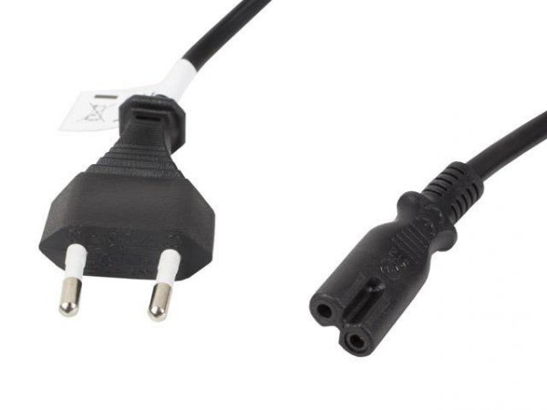 Kabel zasilający Lanberg CEE 7/16 -&gt; IEC 320 C7 EURO (radiowy) 3m VDE czarny