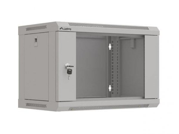 Szafa instalacyjna Rack wisząca 19&quot; 6U 540x350 szara Drzwi przeszklone Lanberg (flat pack)