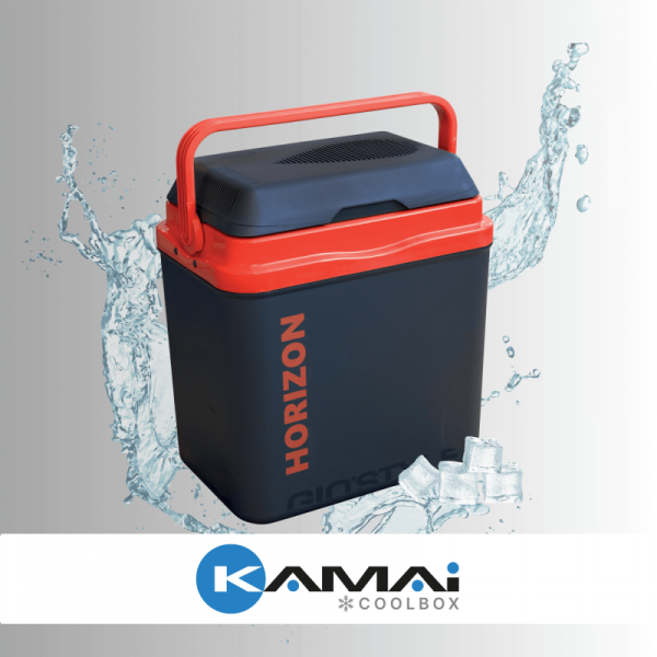 Lodówka turystyczna 20L KAMAI HORIZON, elektryczna 12/230V, kolor antracytowy z czerwonym akcentem