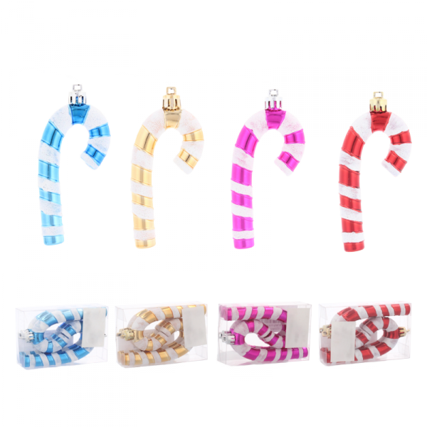 Komplet 4 Ozdób Choinkowych &quot;CUKIERKOWA LASKA&quot; 9cm w Kolorze Niebieskim