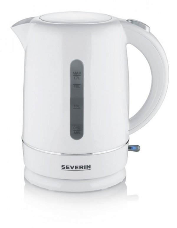 SEVERIN CZAJNIK ELEKTR. BIAŁY, PLASTIK, POJ. 1,7 L, ZAKRYTA GRZAŁKA, DUŻY OTWÓR, DŁ. PRZEWODU 70 CM, MOC 2200W WK4325