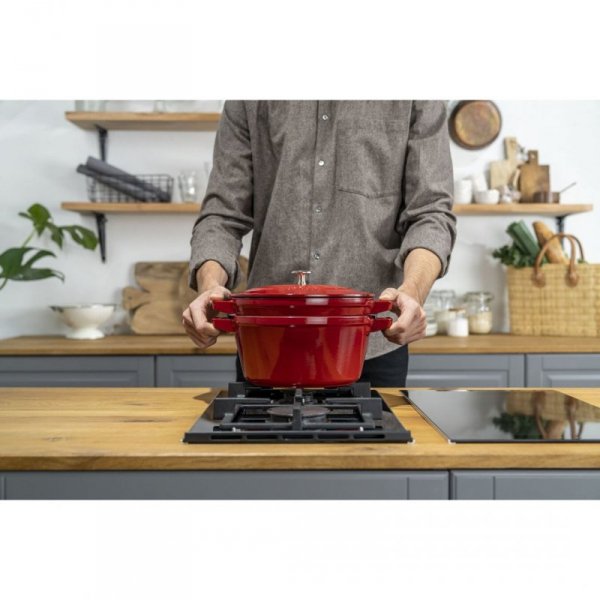 Zestaw 3 naczyń żeliwnych z pokrywką STAUB 40508-387-0 - czerwony 24 cm