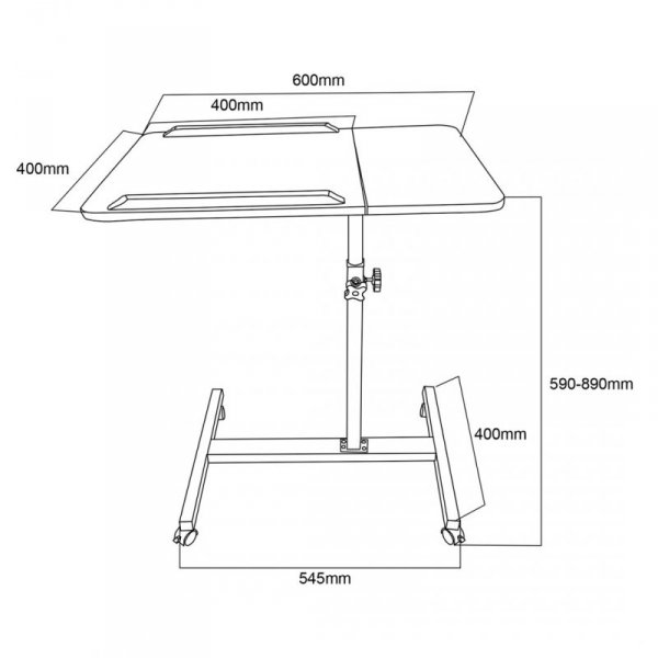 MACLEAN MOBILNE BIURKO/STAND NA LAPTOP, CZARNE, REGULACJA WYSOKOŚC 59-89CM, MAX. 30KG MC-121 B