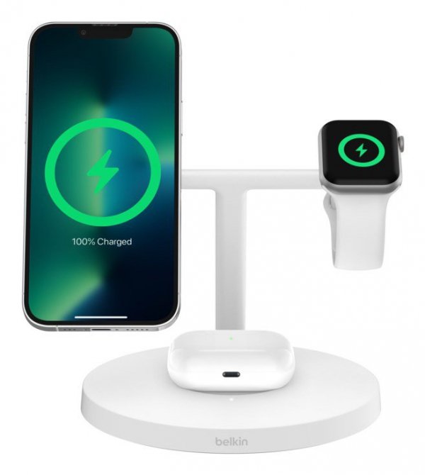 BELKIN BOOSTCHARGE PRO 3IN1 MAGSAFE 15W QI2,BIAŁA
