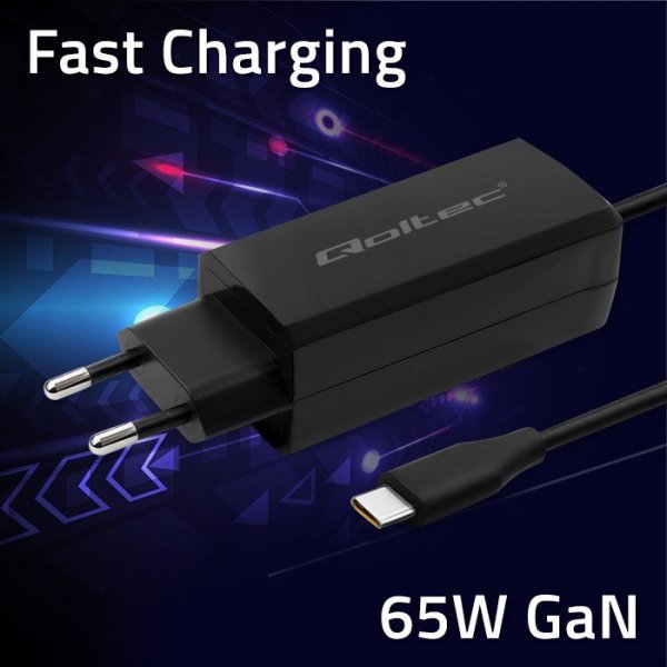 QOLTEC ŁADOWARKA SIECIOWA 65W GAN | 5-20V | 3-3.25A | USB 3.1