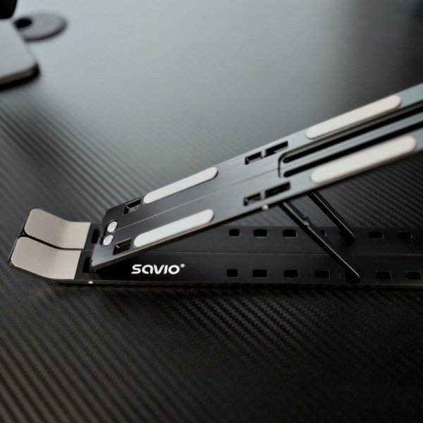 SAVIO PODSTAWKA BIUROWA POD LAPTOP, TABLET, CZARNA, ALUMINIOWA PB-05