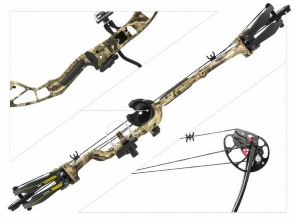 Łuk bloczkowy Poe Lang EK HUNGER REX camo 28&quot;, 20-65LBS, 250 FPS (CO-029F)