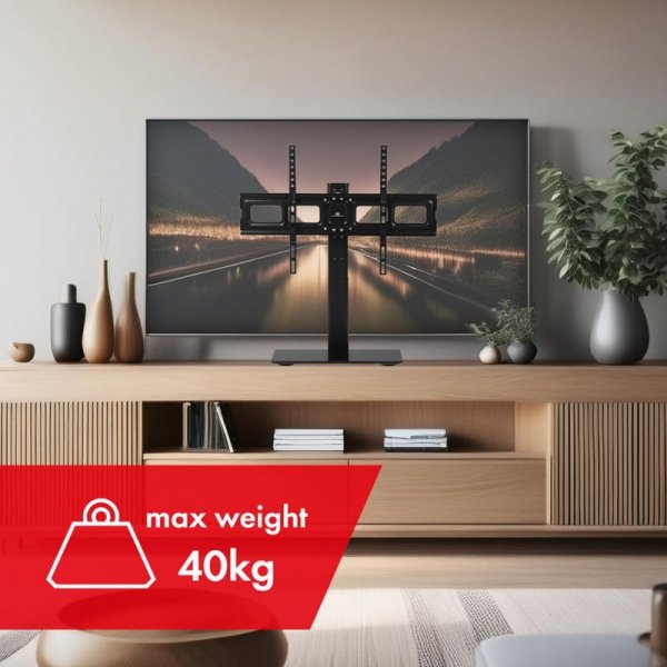 MACLEAN UNIWERSALNY STOJAK DO TV NA SZAFKĘ RTV PODSTAWKA, MAX. 40KG, MAX. VESA 600X400, DLA TV 32-75&quot; MC-386