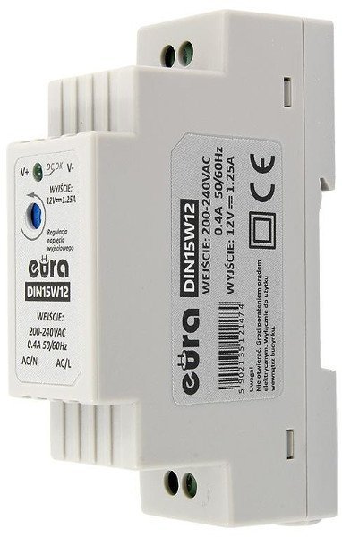 ZASILACZ DIN &#039;&#039;EURA&#039;&#039; DIN15W12 12V 1,25 A DC