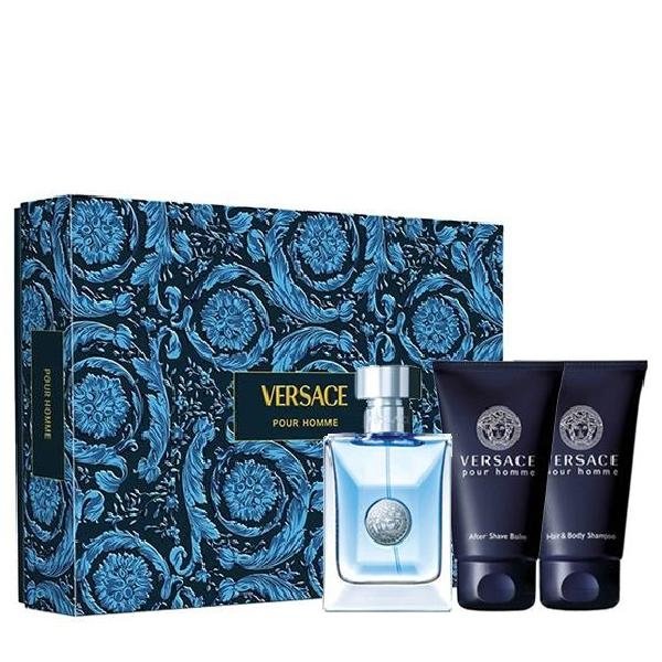 Versace pour Homme Gift Set - Eau de Toilette 50 ml + Hair &amp; Body Shampoo 50 ml + After Shave Balm 50 ml