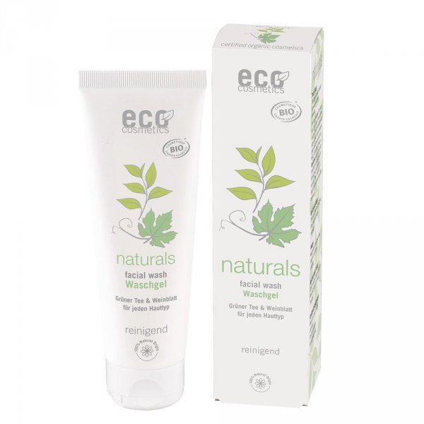 Żel oczyszczający do twarzy Zielona herbata, liść winorośli 125 ml , eco cosmetics Przecena - uszkodzone opakowanie zewn.