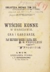 GASZYŃSKI Konstanty - Wyścigi konne w Warszawie, Gra i karciarze, Pan Dezydery Boczko i sługa jego.