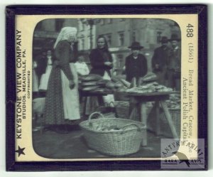 [KRAKÓW - targ chlebowy w Rynku Głównym - klisza szklana]