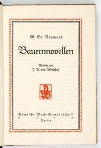 REYMONT W. St. - Bauernnovellen. Übersetzt J. P. von Ardeschah [= J. P. Kaczkowski].