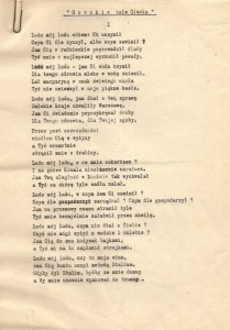 [PRL]. Zbiór 5 wierszy w maszynopisie z ostatniego okresu PRL (lata 70. XX w. i 1980). Karty form. ca 21x29,5 cm. 