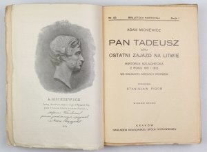MICKIEWICZ Adam - Pan Tadeusz czyli ostatni zajazd na Litwie. BN  Serja 1, nr 83