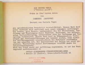 IREDYŃSKI Ireneusz - Die dritte Brust. (Trzecia piers). Stück in fünf Akten. Deutsch von Christa Vogel.
