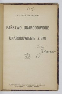 Limanowski Bolesław - Państwo unarodowione i unarodowienie ziemi