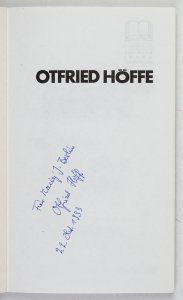 Hoffe Otfried - Etyka państwa i prawa. Przełożył Czesław Porębski [dedykacja autora]