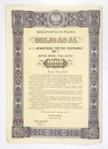 OBLIGACJA 4 1/2% Wewnętrznej Pożyczki Państwowej 1937 r.