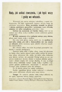 RADY, jak unikać zawszenia, i jak tępić wszy i gnidy we włosach. Wszawość jest rzeczą wstrętną i szkodliwą, a nawet niebezpieczną. Od ludzi zawszonych wszyscy stronią, bojąc się udzielenia pasorzytów [...]. Ustrzec się zawszenia jest bardzo łatwo, dość ra