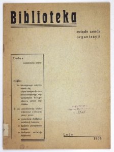 SEDLACZEK Franciszek - Biblioteka. Zwięzłe zasady organizacji.