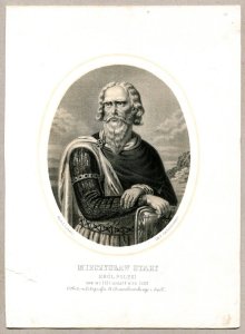 Mieczysław Stary - Król Polski - litografia [Rys. Aleksander Lesser. Lit. H.Aschenbrenner]