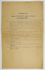 PROGRAM pobytu p. Prezydenta Rzplitej w Równem d. 15 czerwca 1924 r. [...].