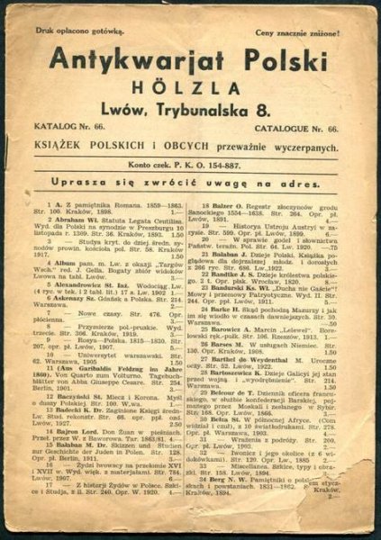 Antykwariat Polski Holzla - katalog nr 66