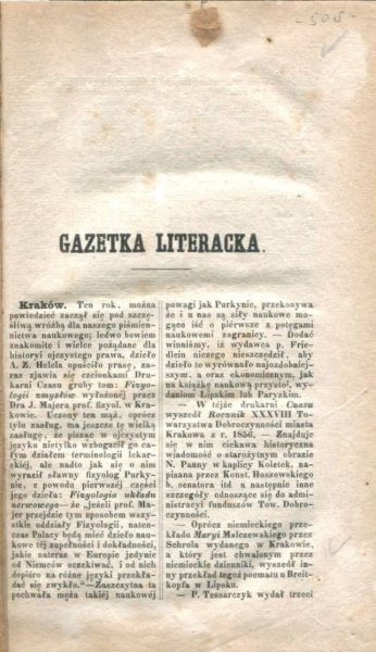 Gazetka Literacka. Wyimek z Dodatków do Czasu 1855