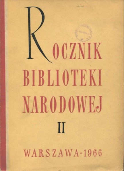 Rocznik Biblioteki Narodowej. Nr 2: 1966