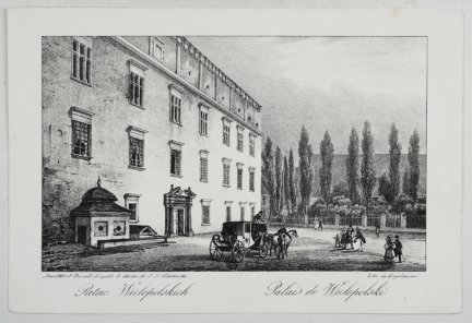 [KRAKÓW]. Pałac Wielopolskich. Palais ce Wielopolski. Litografia form. 11,1x18,3 na ark. 14,9x22 cm