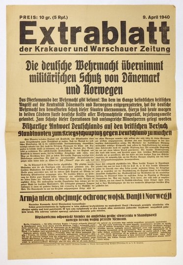EXTRABLATT dr Krarauer und Warschauer Zeitung. 9 IV 1940.