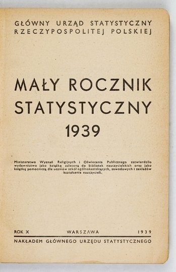 MAŁY Rocznik Statystyczny Rok 10: 1939.