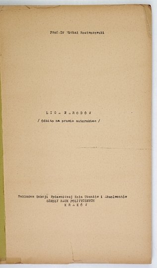 ROSTWOROWSKI Michał - Liga Narodów. 1939
