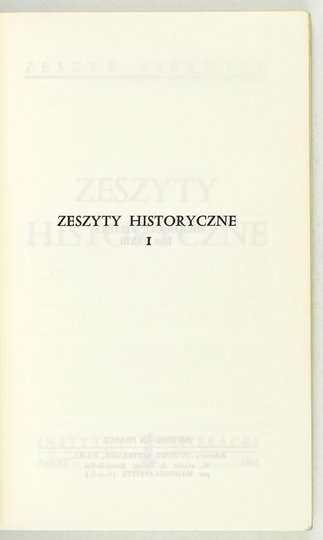 ZESZYTY Historyczne. Z. 1.
