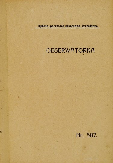 DUVERNOIS Henryk - Obserwatorka. Autoryzowany przekład Janiny Jaczewskiej.