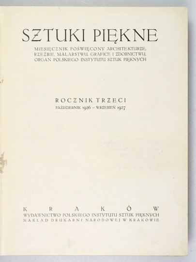 SZTUKI Piękne. R. 3: X 1926-IX 1927.