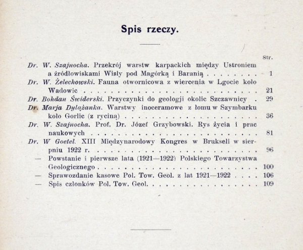 ROCZNIK Polskiego Towarzystwa Geologicznego w Krakowie. T. 1. Za rok 1921 i 1922