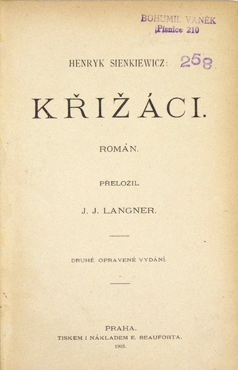 SIENKIEWICZ Henryk - Križaci. Roman. Přeložil J. J. Langner. Druhe opravene vydani. Dil 1-4 (w 2 wol.)