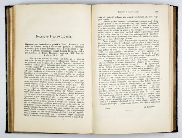 PAMIĘTNIK Literacki. Czasopismo kwartalne poświęcone historyi i krytyce literatury polskiej [...].  Pod red. Wiktora Hahna. R. XIII 1914-15