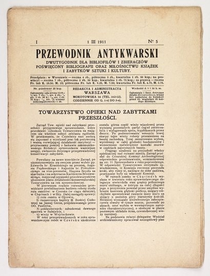 PRZEWODNIK Antykwarski. Dwutygodnik dla bibliofilów i zbieraczów... [R.] 1, nr 5: 1 III 1911. 