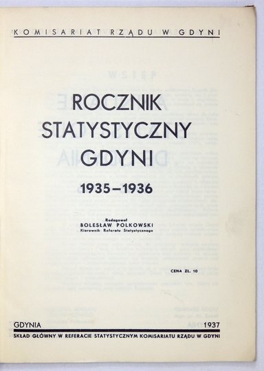 POLKOWSKI Bolesław - Rocznik statystyczny Gdyni 1935-1936. Redagował ...