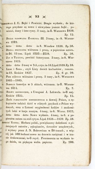 KATALOG ksiąg polskich znajdujących się w księgarni przy ulicy ś. Anny pod l. 311. w Krakowie.