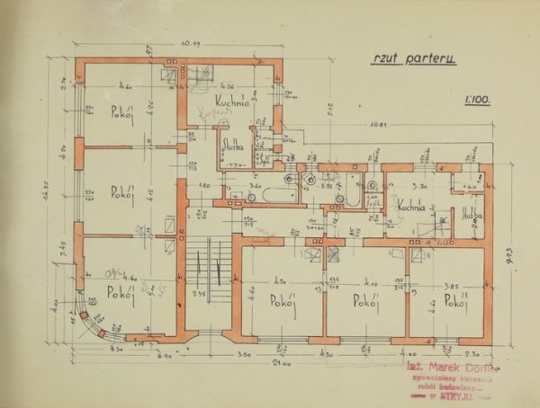 [STRYJ]. &quot;Plan budynku mieszkalnego WPP. Dra N. Schächtera, Cecylji Lindenberg i Emanuela Lindenberga w Stryju. 1936.
