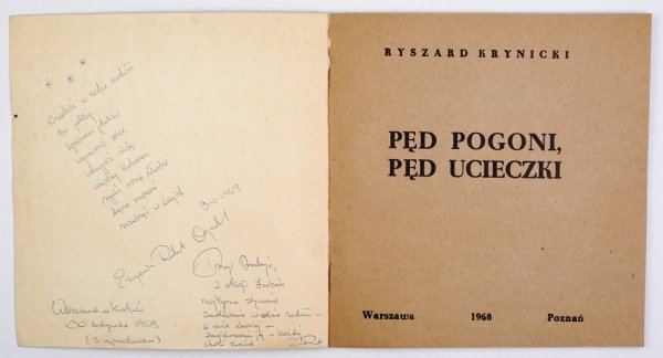 KRYNICKI Ryszard - Pęd pogoni, pęd ucieczki.