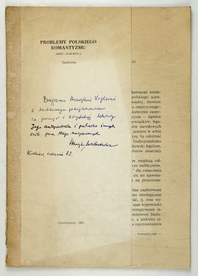 MARKIEWICZ Henryk - Pozytywiści wobec romantyzmu polskiego.